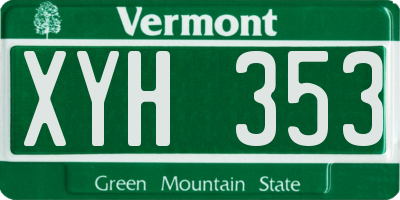 VT license plate XYH353