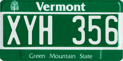 VT license plate XYH356
