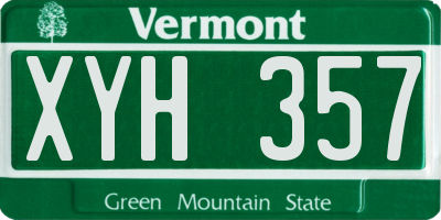 VT license plate XYH357