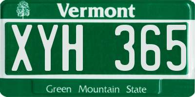 VT license plate XYH365