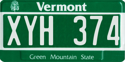 VT license plate XYH374