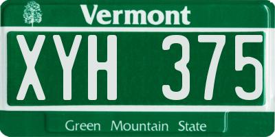 VT license plate XYH375