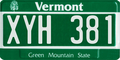 VT license plate XYH381
