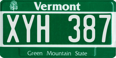 VT license plate XYH387