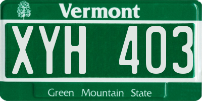 VT license plate XYH403