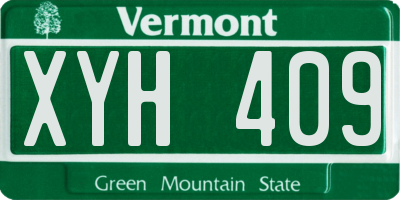 VT license plate XYH409