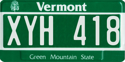 VT license plate XYH418
