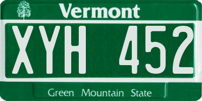VT license plate XYH452