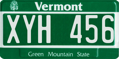 VT license plate XYH456
