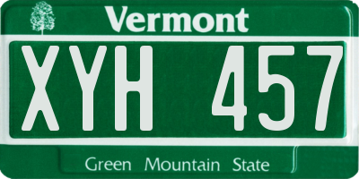 VT license plate XYH457