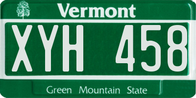 VT license plate XYH458