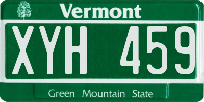 VT license plate XYH459