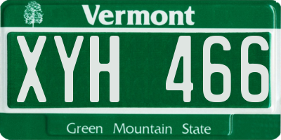 VT license plate XYH466