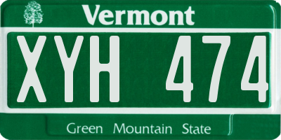 VT license plate XYH474