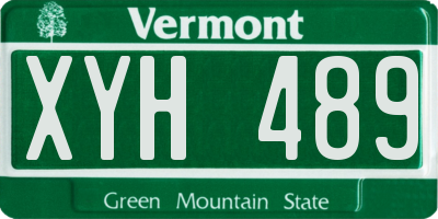 VT license plate XYH489