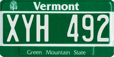 VT license plate XYH492
