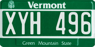 VT license plate XYH496