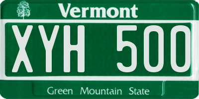 VT license plate XYH500