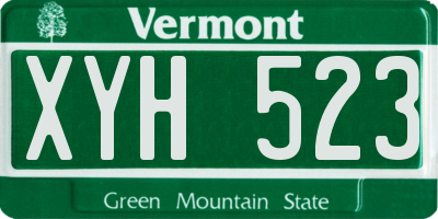 VT license plate XYH523