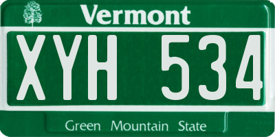 VT license plate XYH534