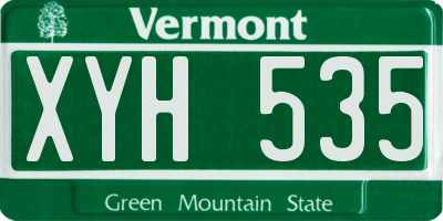 VT license plate XYH535