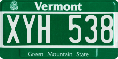 VT license plate XYH538