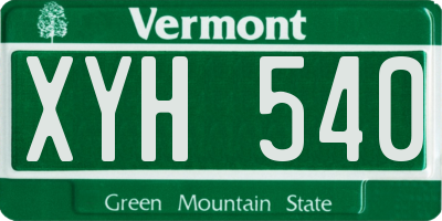 VT license plate XYH540