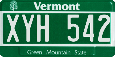 VT license plate XYH542