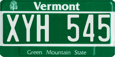 VT license plate XYH545