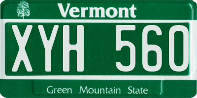VT license plate XYH560