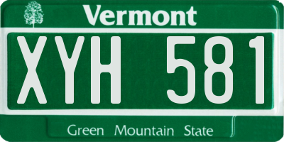 VT license plate XYH581