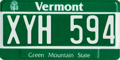VT license plate XYH594