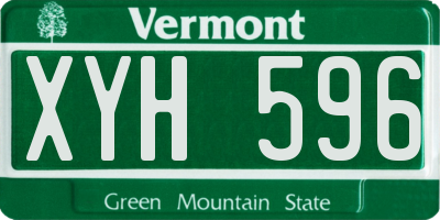VT license plate XYH596