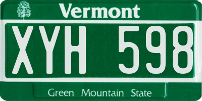 VT license plate XYH598