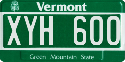 VT license plate XYH600