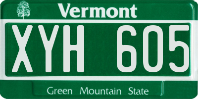 VT license plate XYH605