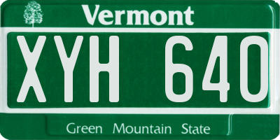 VT license plate XYH640