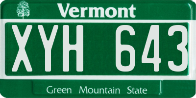VT license plate XYH643