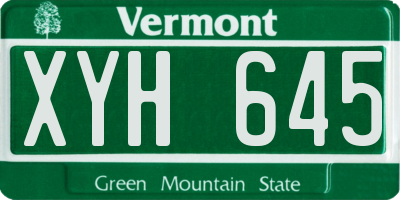 VT license plate XYH645