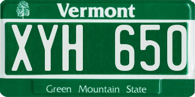 VT license plate XYH650
