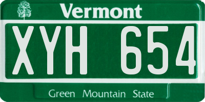 VT license plate XYH654