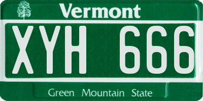 VT license plate XYH666