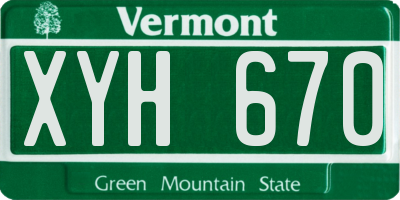 VT license plate XYH670