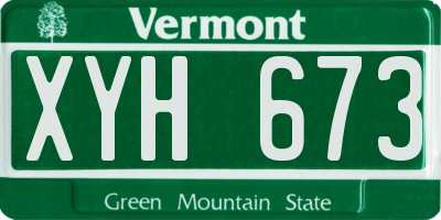 VT license plate XYH673