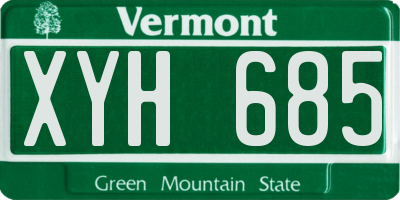 VT license plate XYH685