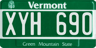 VT license plate XYH690