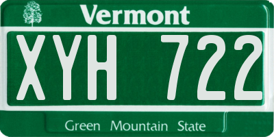 VT license plate XYH722