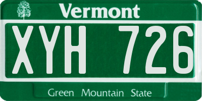 VT license plate XYH726