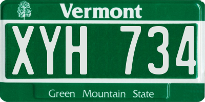 VT license plate XYH734