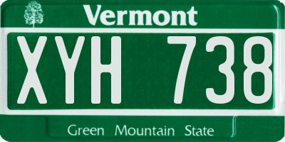 VT license plate XYH738